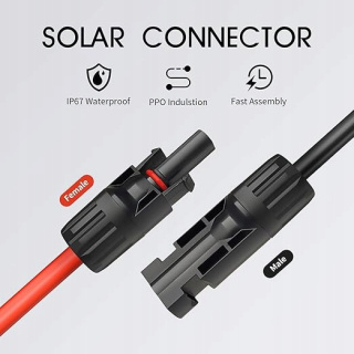 Przewód solarny o przekroju 6 mm² Kabel Fotowoltaiczny Przedłużacz 1m