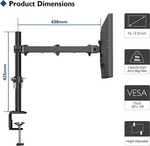 UCHWYT DO MONITORA BONTEC 13"-32" 10 kg