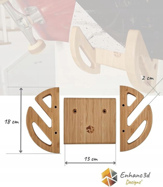 Bambusowy wieszak na Deskorolkę Kask nowoczesny Uchwyt ścienny