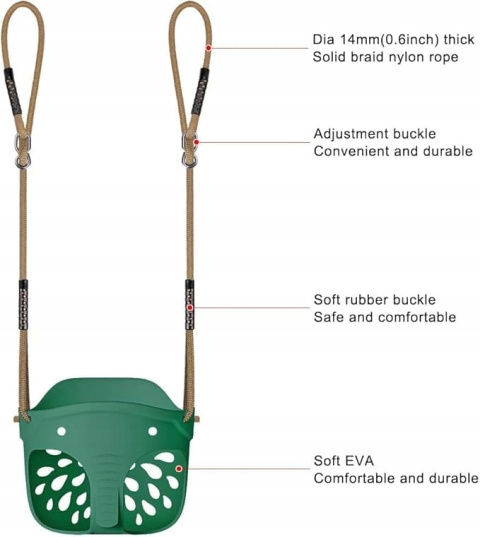 Huśtawka kubełkowa Fotelik Siedzisko huśtawki dla dzieci Miękkie z liną