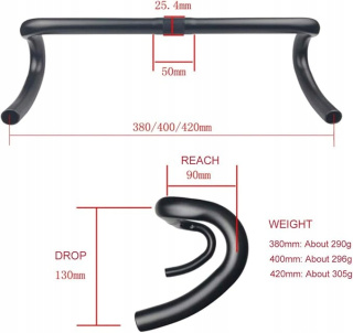 Kierownica rowerowa Szosowa aluminiowa 25,4/31,8 mm 380/400/420 mm