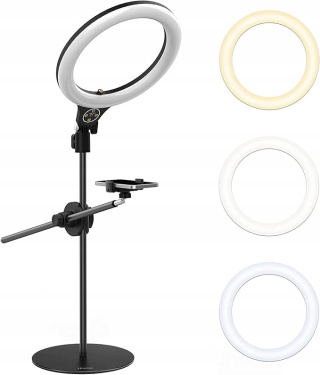 Lampa pierścieniowa LED Ring REGULACJA TEMPERATURY + Uchwyt na telefon