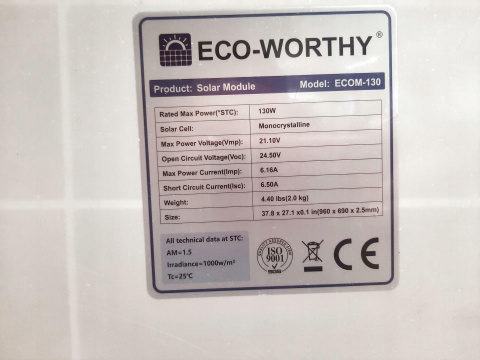 Monokrystaliczny elastyczny panel słoneczny ECO-WORTHY 130W 12V