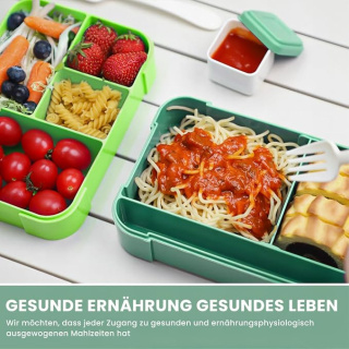 Pojemnik na posiłek Lunchbox Śniadanie Szczelny bez BPA + Sztućce Zielony