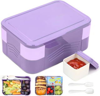 Pojemnik na posiłek Pudełko Lunchbox Szczelny bez BPA + Sztućce Fioletowy