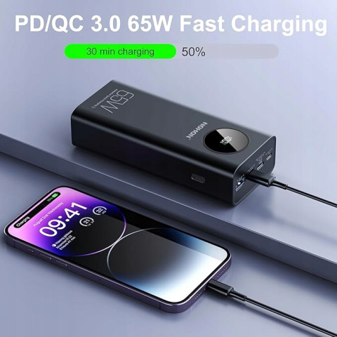 PowerBank 26800mAh Przenośna ładowarka 65W 4 Porty USB-C, USB-A, Micro USB