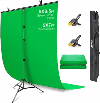 Zielone TŁO Ekran z podstawką 1,5 x 2,6 m GREEN SCREEN do nagrywania