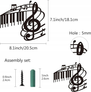 Metalowa Sztuka ścienna Nuta muzyczna 20,5 cm x 18 cm - dekoracja na ścianę