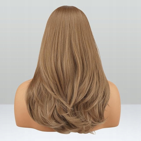 Peruka Blond z Grzywką 45cm Syntetyczne Włosy Złoty Blond Długie Proste