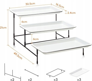 Taca do Serwowania 3-Poziomowa Stojak na Ciasto, Desery i Przekąski