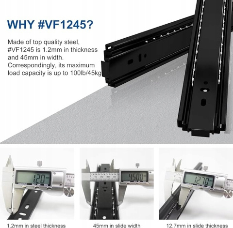 VADANIA Prowadnice do szuflad 500 mm typu Push to Open #VF1245 5 par