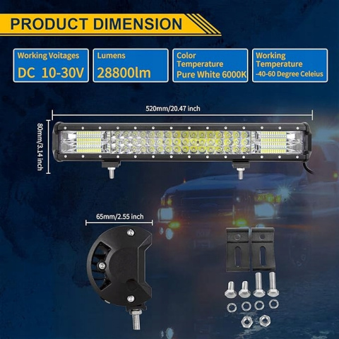 AUXTINGS 20 cali 288 W potrójny rząd LED