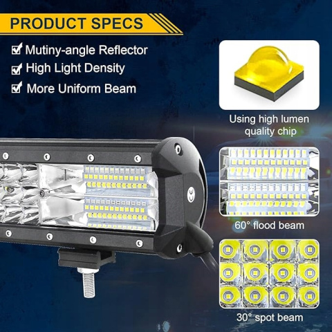 AUXTINGS 20 cali 288 W potrójny rząd LED