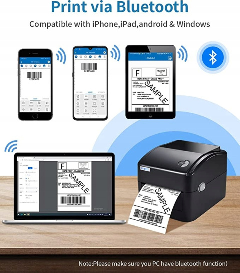 Drukarka termiczna do etykiet z Bluetooth Vretti