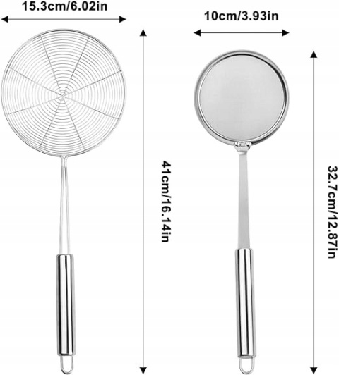 Vesaneae 2 łyżki ze stali nierdzewnej do odcedzania z długim uchwytem